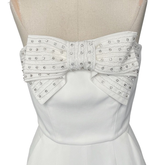 NWT SALONI Sabine Embellished Bow Cady Jumpsuit In Ivory - Picture 6 of 15